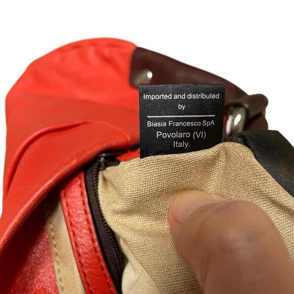 Francesco Biasia Hobo Leather Shoulder Hand Bag Purse Burnt Orange & Brown - Picture 12 of 14